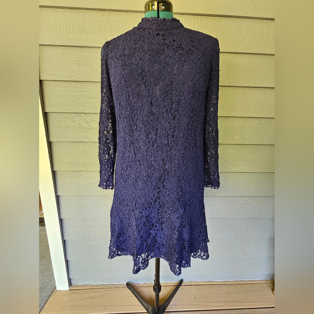 Little Mistress Blue Sheath Dress 3/4 Sleeves Crew Neck